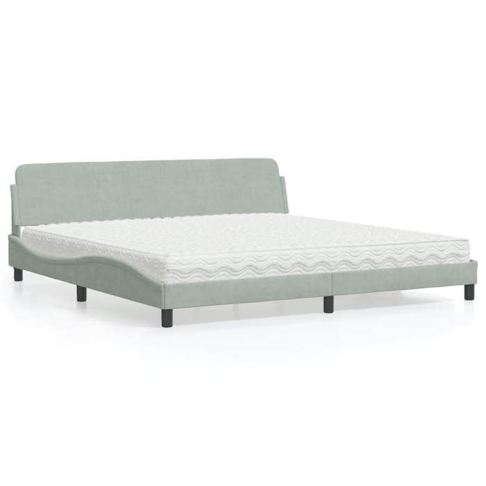 VidaXL Lit avec matelas gris clair 200x200 cm velours 3208471