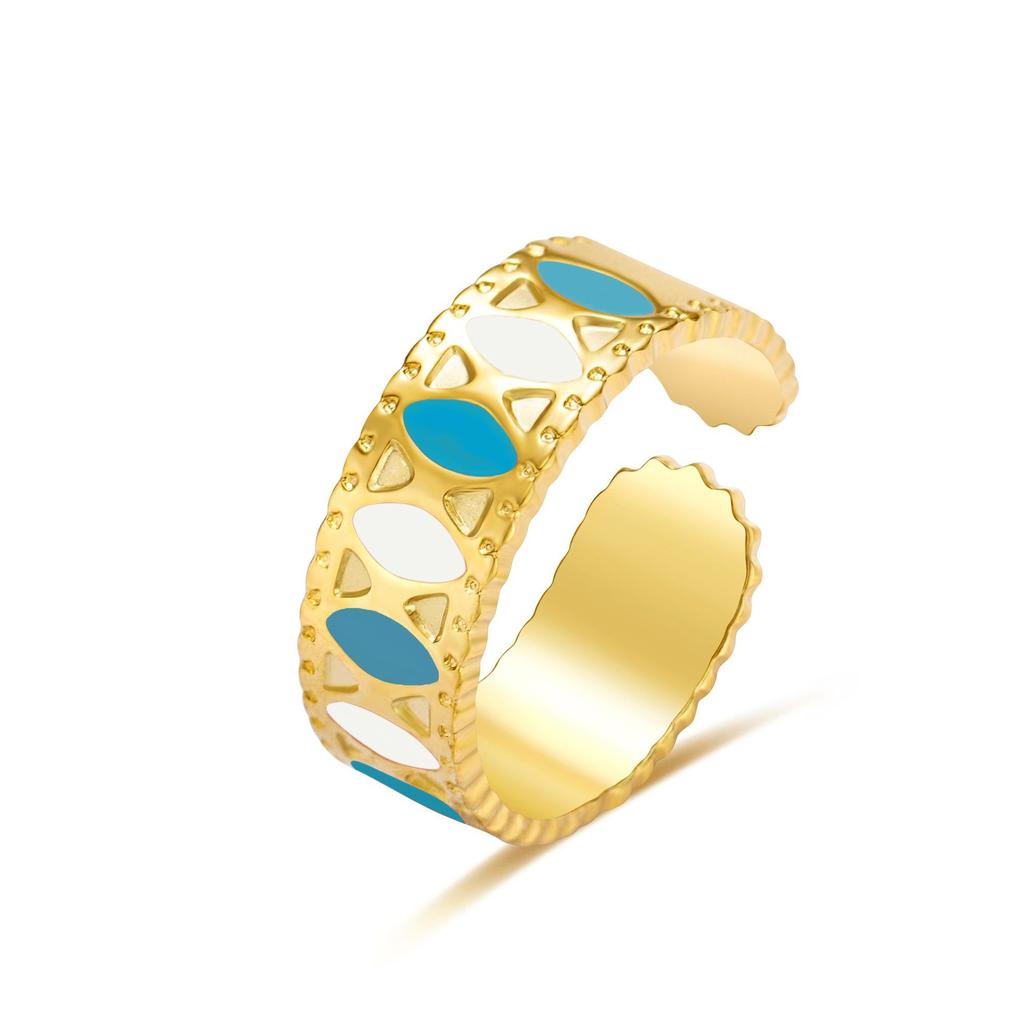 Drip Ring Stainless Steel French Retro Gradual Change Color Opening Design Titanium Steel Ring Non-Fading Hand Jewelry