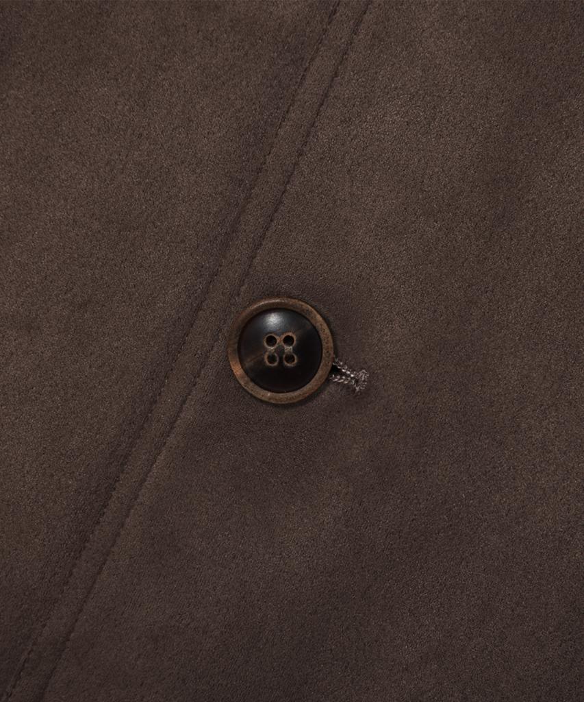 Trillion Two-Pocket Button Suede Bomber Jacket_Brown
