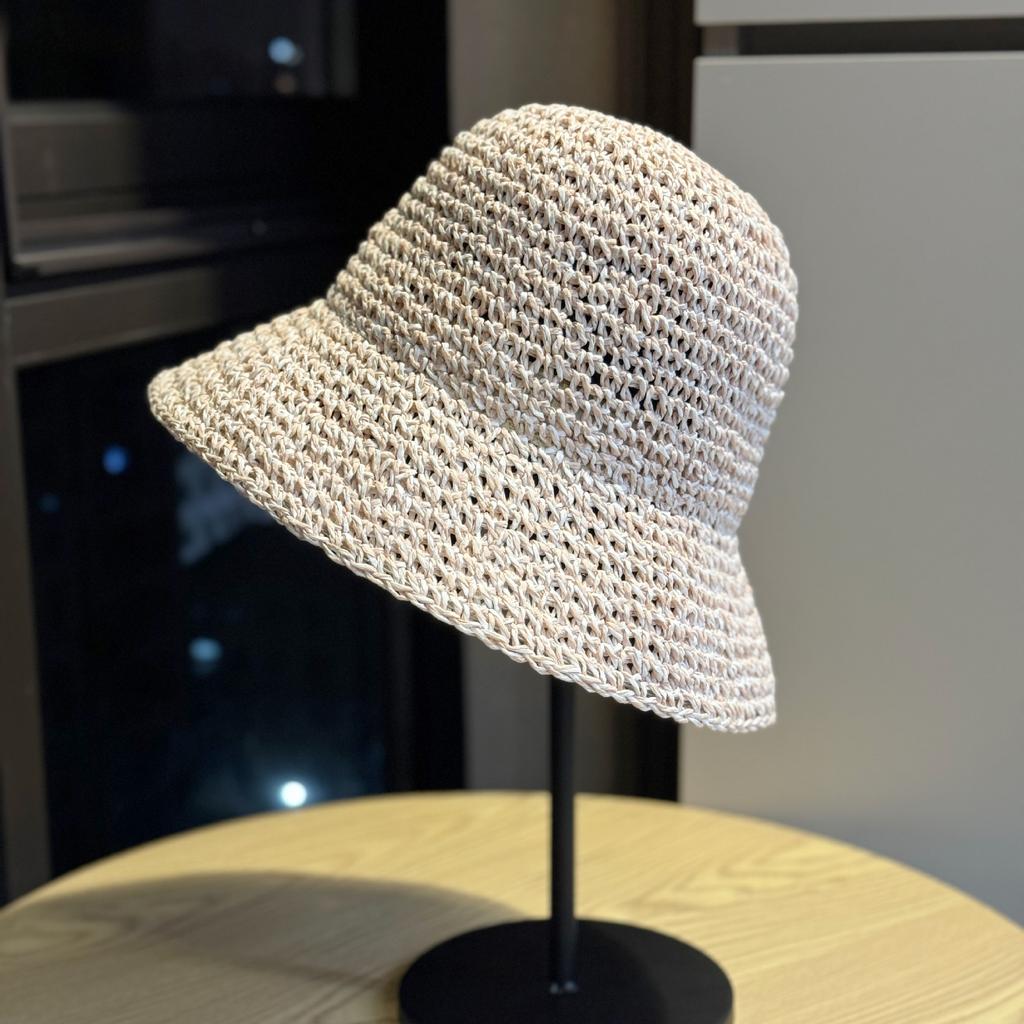 Korean-style spring-summer seaside vacation sunshade versatile fisherman hat for women, vintage mixed-color, foldable, breathable, sun-protective