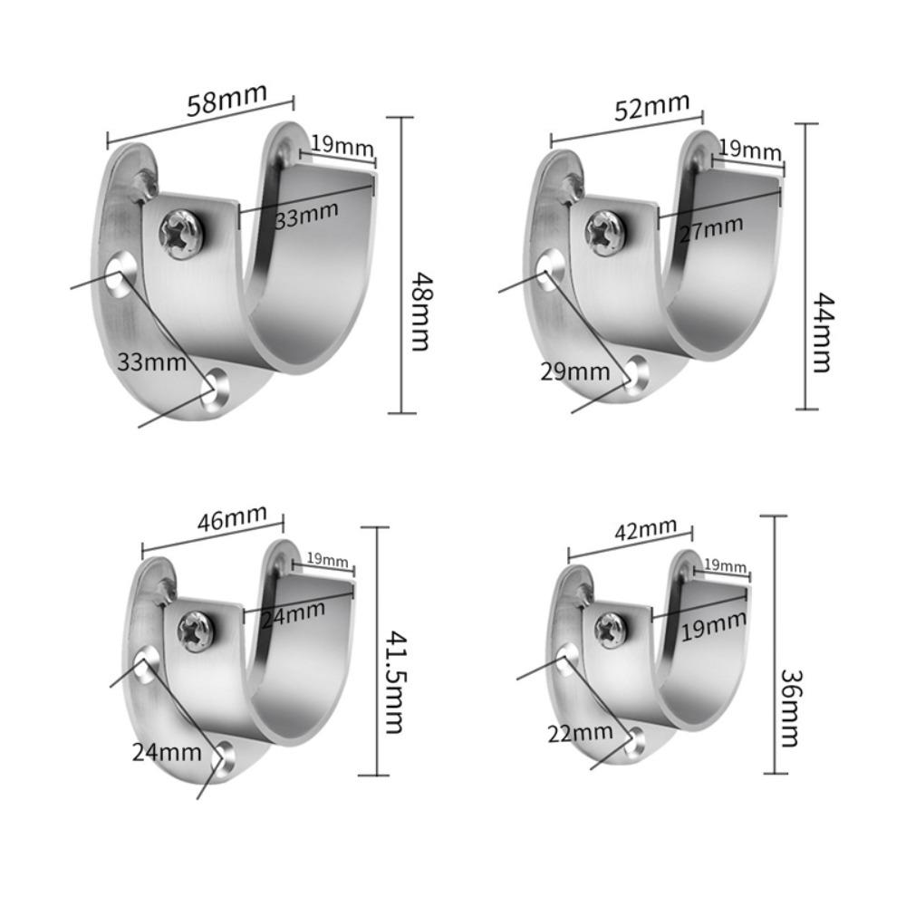 Heavy Duty Wardrobe Bracket U-Shaped Rod Holder Closet Rod End Support Rod Socket Flange Rod Holder