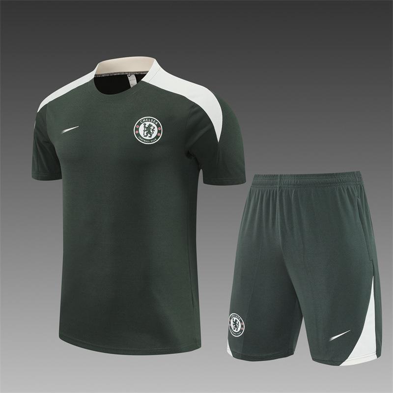 Chelsea Football Jersey Game Training Jersey Set Autumn And Winter Semi-Pull Pre-Game Warm-Up Jersey Children'S Short Sleeves