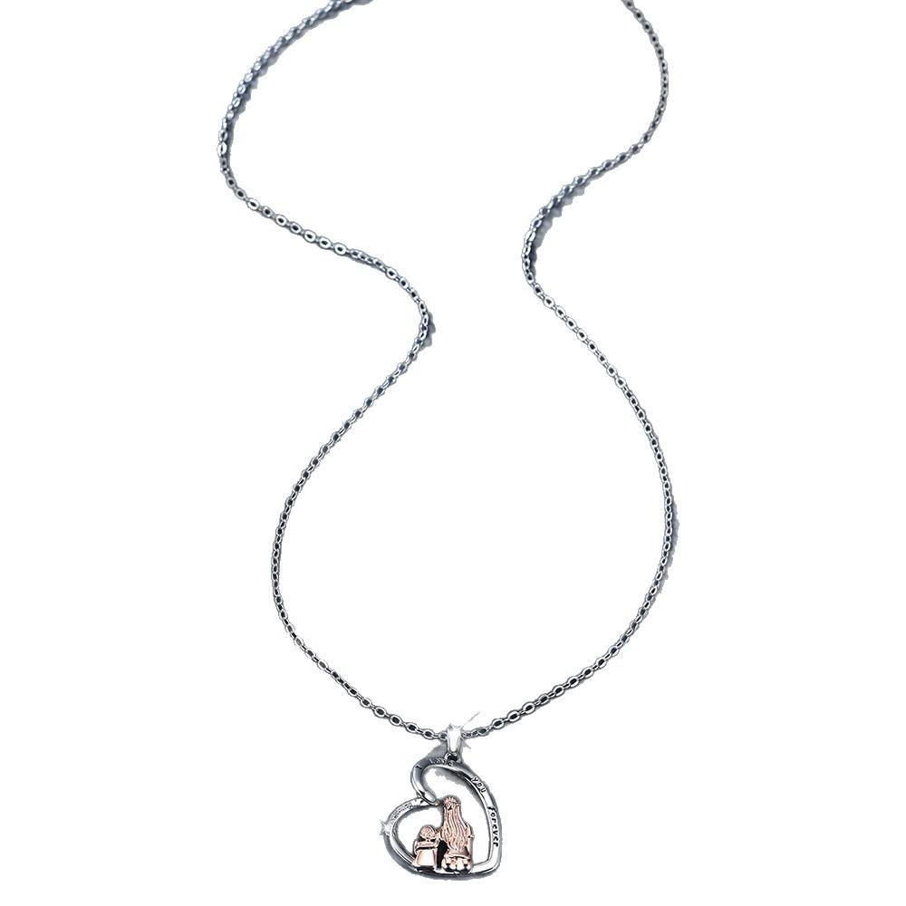 Palladium White K Two-color Mother's Love Necklace Retro Design Style Necklace