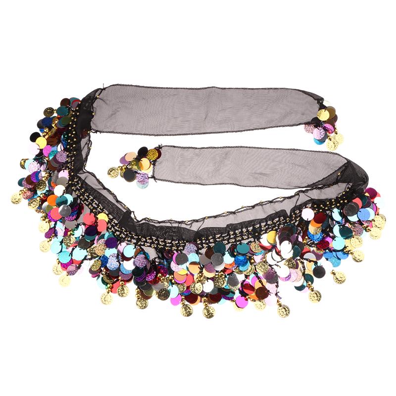 Belly Dance Hip Scarf Sequin Tassel Waist Belt Jazz Dance Hip Scarf With Dangling Sequins Indian Dance Performance Clothing