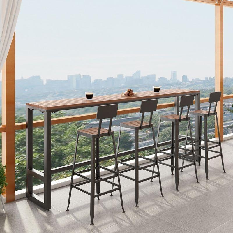 Garden High-Legged Table and Chair Set - Anti-Corrosion Plastic Wood, Waterproof, UV-Resistant, Perfect for Balcony or Outdoor Bar.