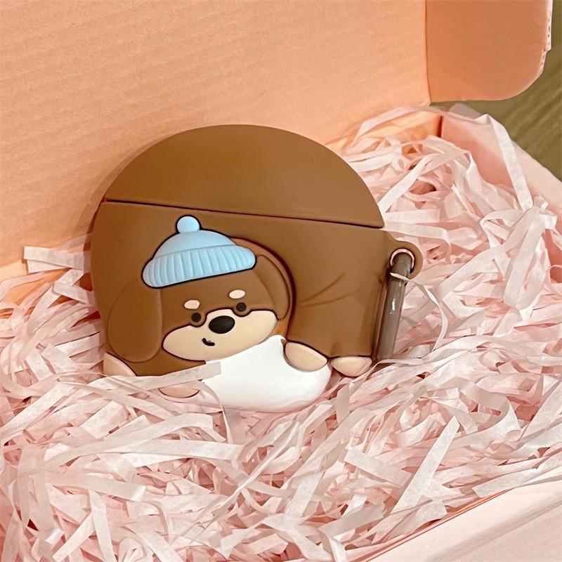 Brown Lying Flat Puppy for Apple AirPods1 Bluetooth Wireless Headset Cover 1/1/1 Pro1 Silicone Female