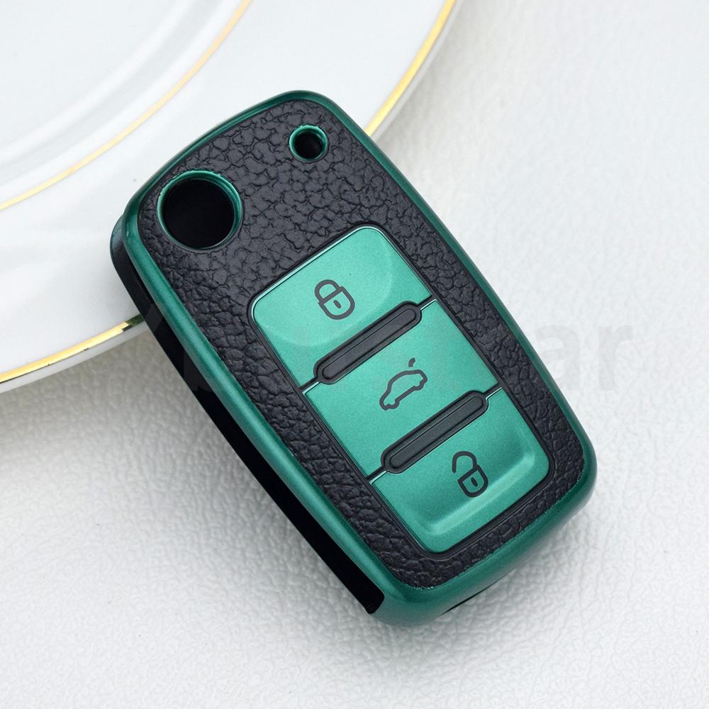 TPU Leather Remote Key Case Cover For VW Golf Polo Bora Beetle Tiguan for SEAT Leon Toledo Altea Ibiza for SKODA Fabia Superb