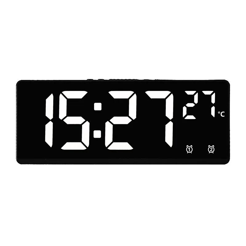 

Voice Control Digital Alarm Clock Temperature Dual Alarm Snooze Desktop Table Clock Night Mode 12/24H LED Digital Clock Desk белый