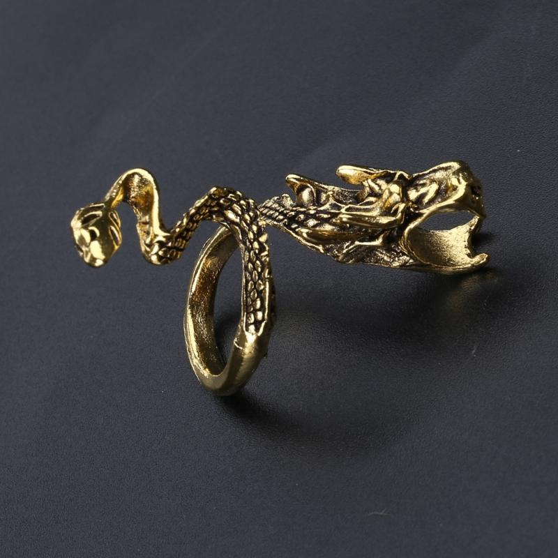 Creative Metal Golden Dragon Ring Cigarette Clip Driving Game Guitarist Perfect Universal Decor Gifts for Men Women