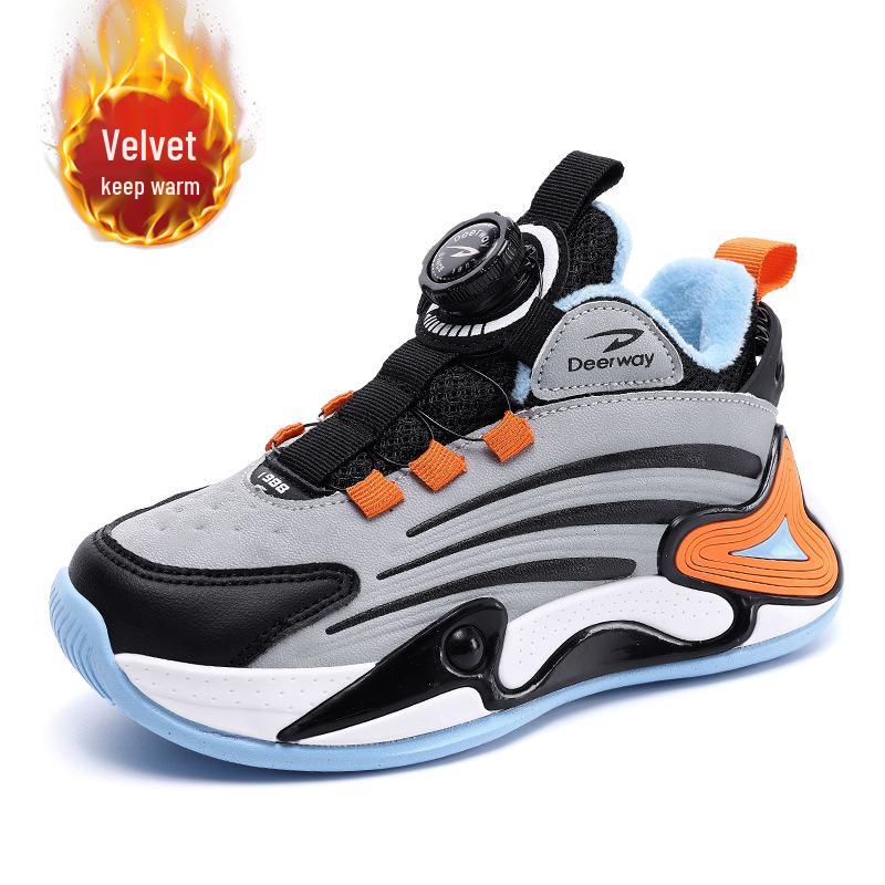 Delhui Girls' Waterproof Leather Sports Shoes, Sizes 28-39, Casual Basketball Style D6631