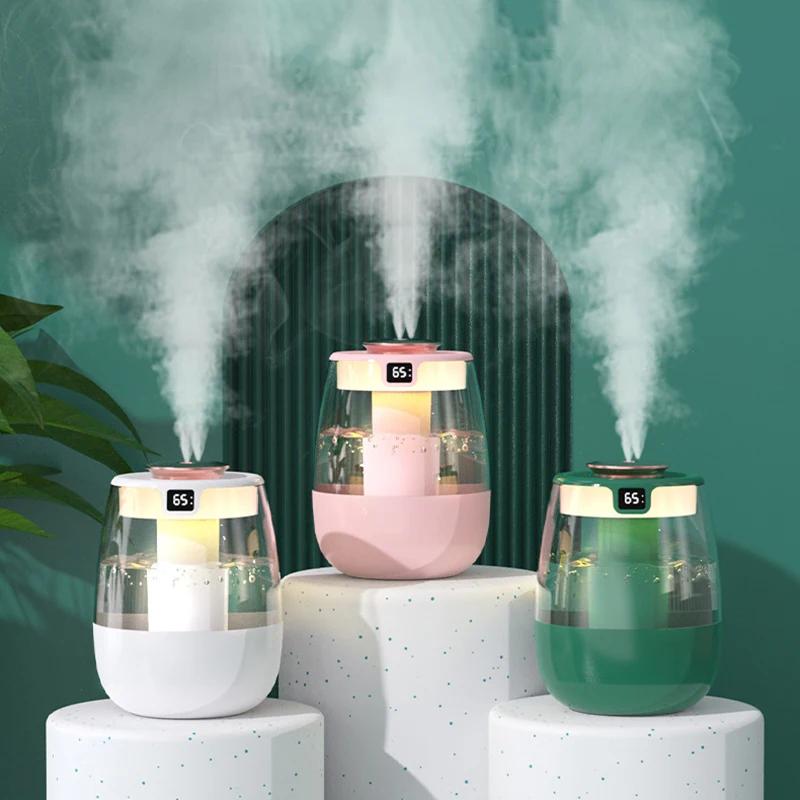 Luftbefeuchter Typc Tragbarer Desktop-Schlafzimmer-Befeuchter Großer Sprühnebel Digitalanzeige Lichter Aromatherapie-Maschine Zerstäuber Geschenk