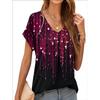 2026 New Summer Women T-shirt 3d Fashion Print Gradient Harajuku T Shirt Oversized Tee For Ladies Clothing New Short Sleeve V-Ne