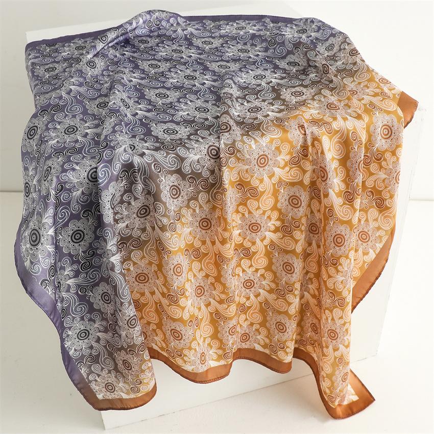 Sunscreen shawl professional scarf square scarf versatile simulated silk scarf cashew new gradual change 71cm scarf sunflower