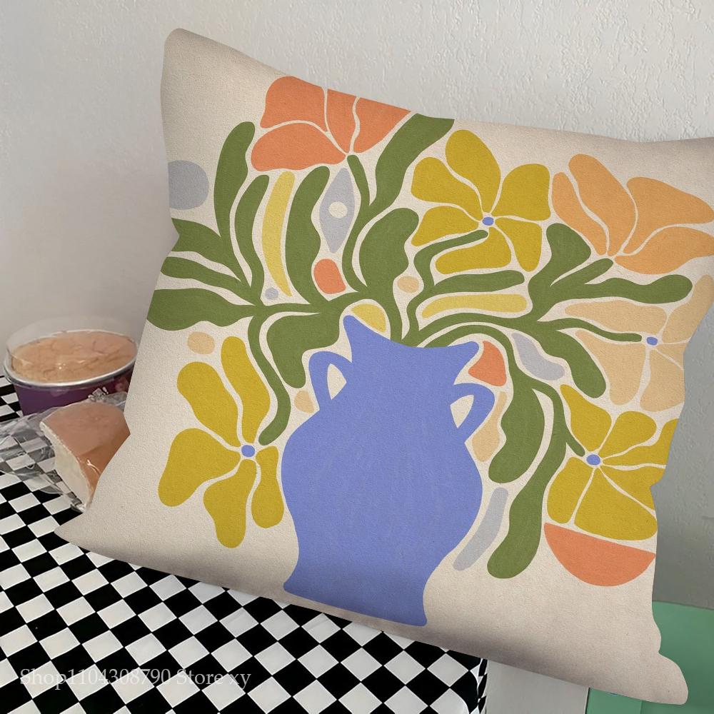 Flower Plants Pillow Case Square Pillow Bedroom Sofa Leisure Comfort Cushion Car Living Room Home Decoration