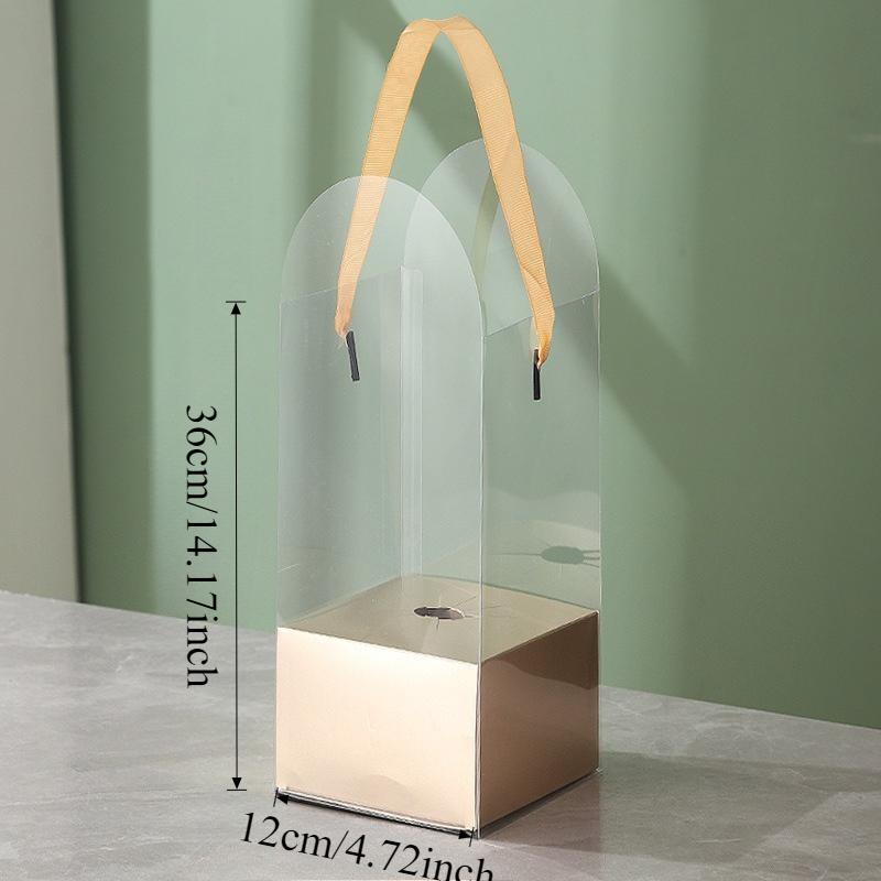 5er-Set Tragbare Klare Plastik-Blumenkästen Transparente Handheld-Rosen-Geschenkbox für Blumenstraußverpackung Kleine Florale DIY-Hülle Taschen