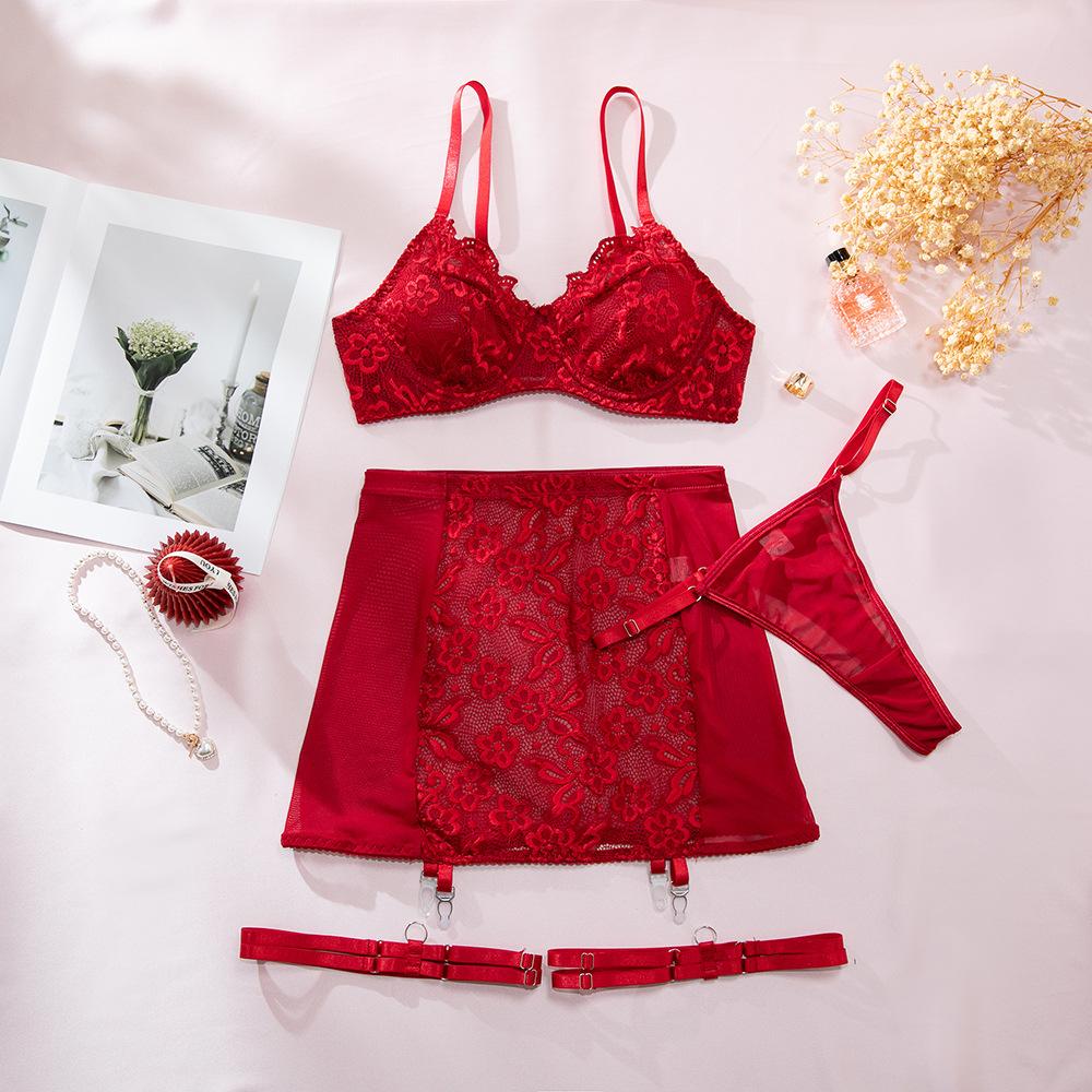 Toucheart Fancy Hot Lingerie Panty with Bodycon Dress Patchwork Embroidery Lace Floral Slim High Waisted Seductive Underwear Set