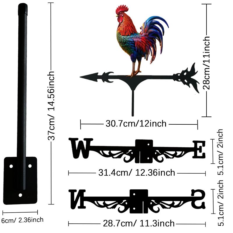 Flower Rooster Wind Vane, Outdoor Garden Decoration, New Metal Wind Vane, Riverbank Chicken Coop Fence Roof Festival Decoration