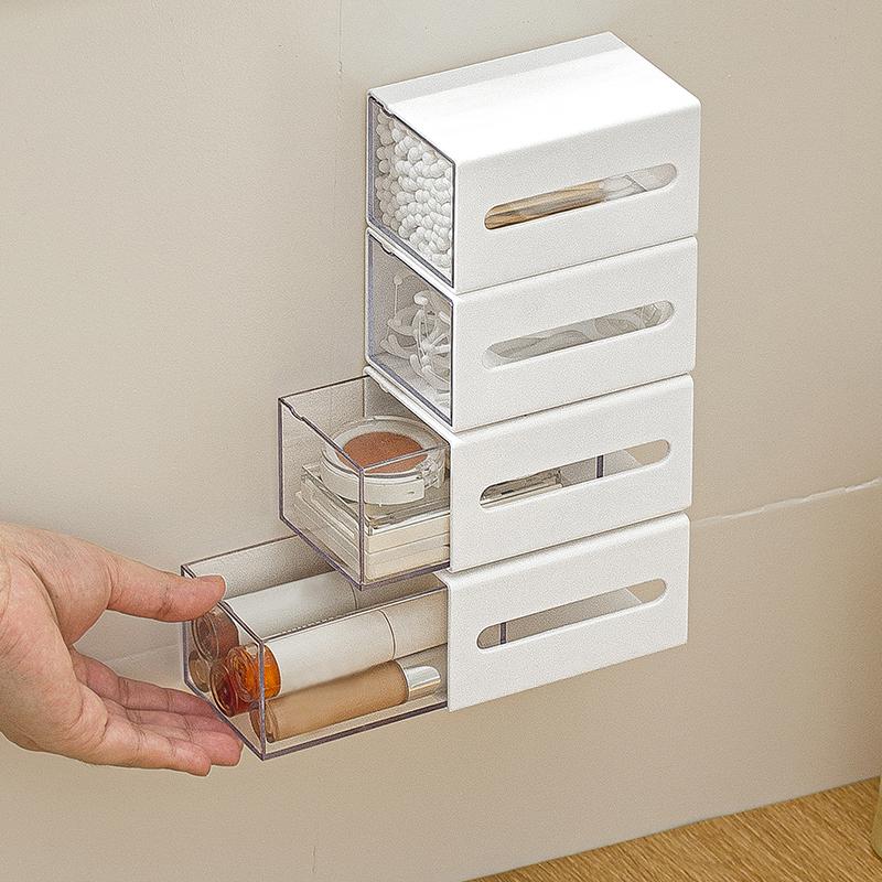 Wall Mounted Storage Box Bathroom Cosmetic Cotton Swabs Jewelry Storage Box Home Office Sundries Clips Hairpin Drawer Storage