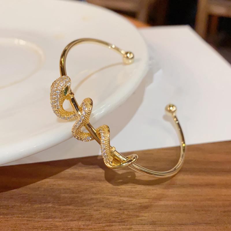 Zircon spirit snake winding open bracelet ins niche same bracelet light luxury temperament jewelry