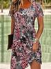 Fashion 3D Print Summer Dress Loose Casual Short Sleeve O-Neck Mini Dress
