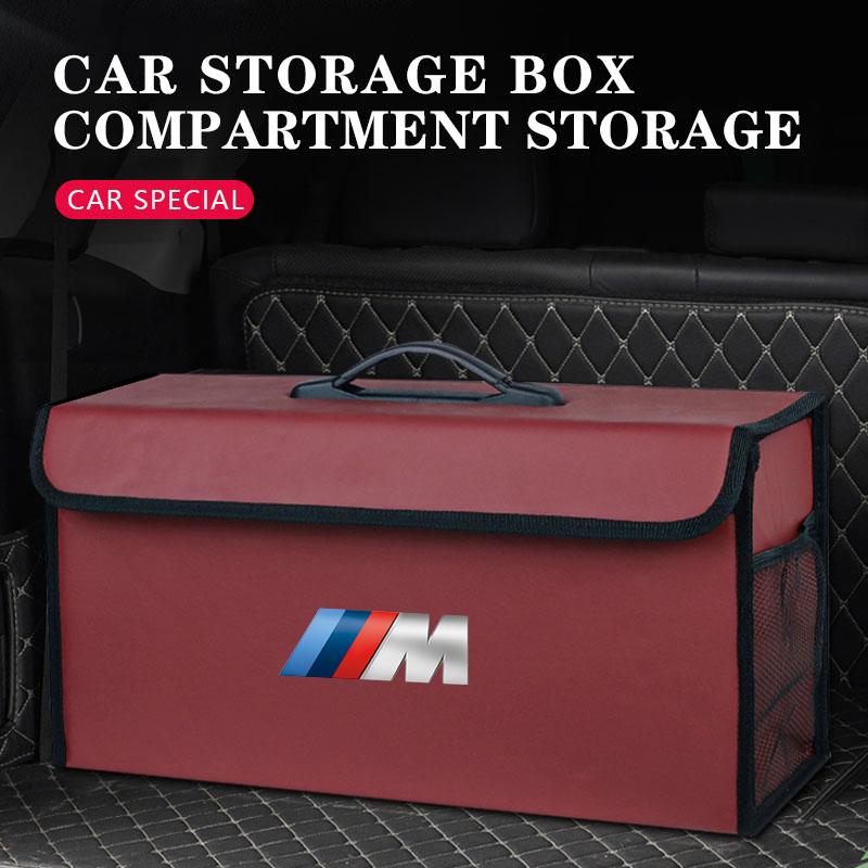 SNLL4 Car Leather Trunk Organizer Foldable Storage Box, For BMW M M2 M3 M5 E46 E90 E60 E36 F90 M3 M5 E87 X3 X5 X6 G30 G32 Accessories