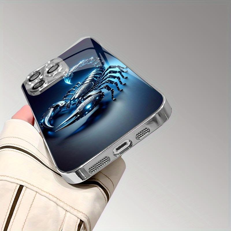 Blue Light Metallic Scorpion Pattern Electroplated Phone Case For Samsung Galaxy S25 S24 S23 Ultra Plus FE Tempered Glass Cover
