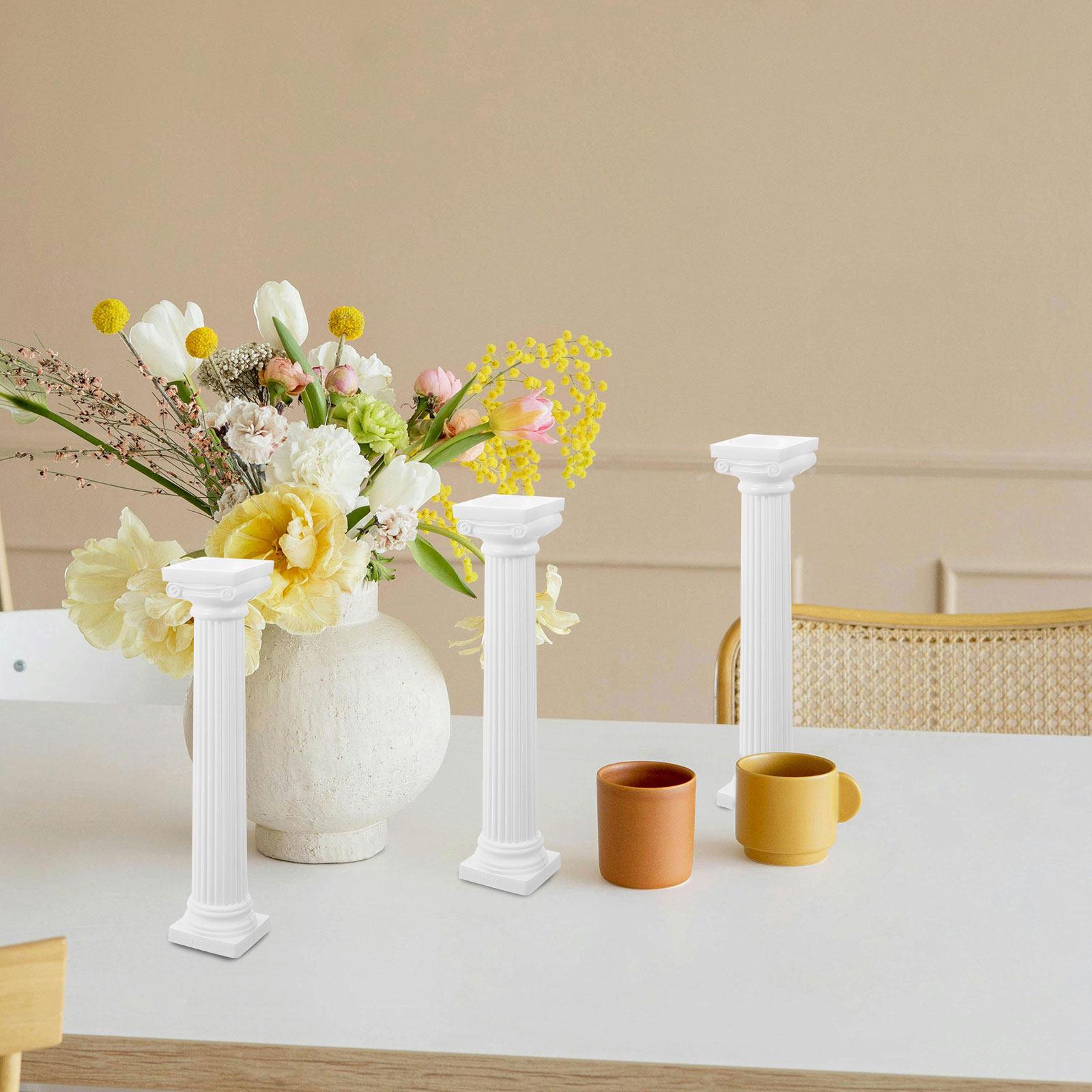 

6Pcs Decorative Roman Column Plastic Mini Pillars Stylish Pillar Decoration Photo Prop Table Ornament Home Entry Way Decor 12.5X3.2X3.2CM