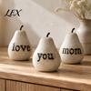 Decorative Table Ornaments Love/You/Mom Pear Sculpture, Resin Figurine, Vintage Style Living Room Accent Pieces Mother Birthday Ornament for