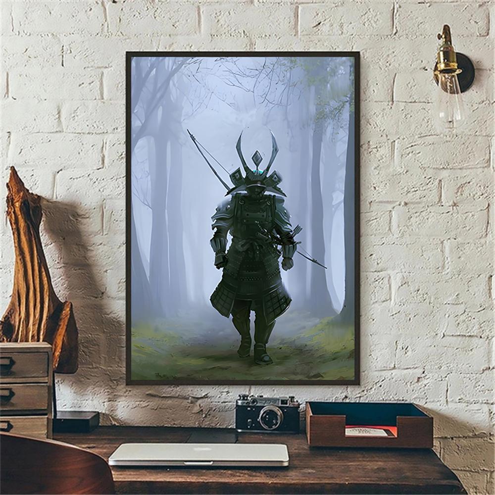 Japanese Samurai Canvas Poster Modern Home Sofa Background Wall Art Painting Print Pictures Bedroom Living Room Decor Mural Gift