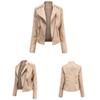 Stylish Women Faux Leather Moto Jacket Retro Lacing Detail PU Biker Coat Casual Zip Up Outerwear Slim Fit Short Classic Plus Size S-4XL