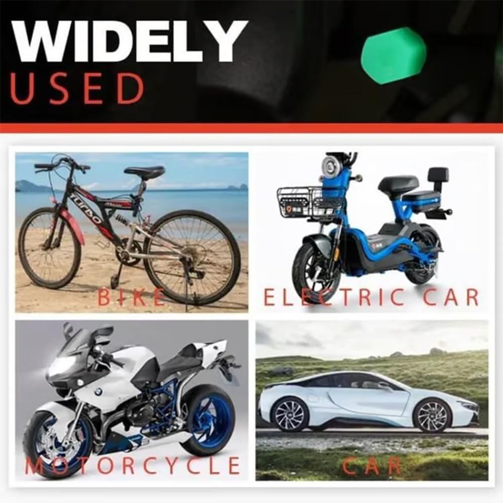 100PCS Glow-in-The-Dark Car Tire Valve Cap Luminous Night Rider Covers Universal Fluorescent Waterproof Lights Stem Caps for Most Vehicle Tires
