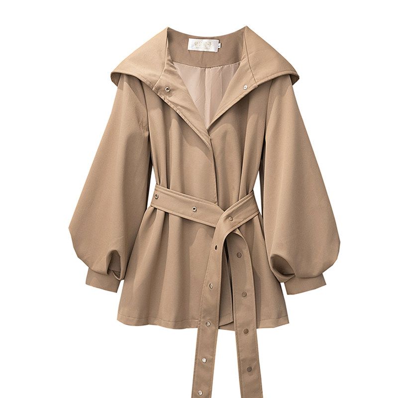 

Cara Club Plus-Size Lantern Sleeve Trench Coat for Women, Spring Fashion, Waist-Cinching, Slimming, Stylish Short Jacket Card Color 2XL