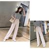 Summer Ladies Ice Silk Light Wide Leg Trousers Girl Solid Color High Waist Loose All-match Straight Casual Pants