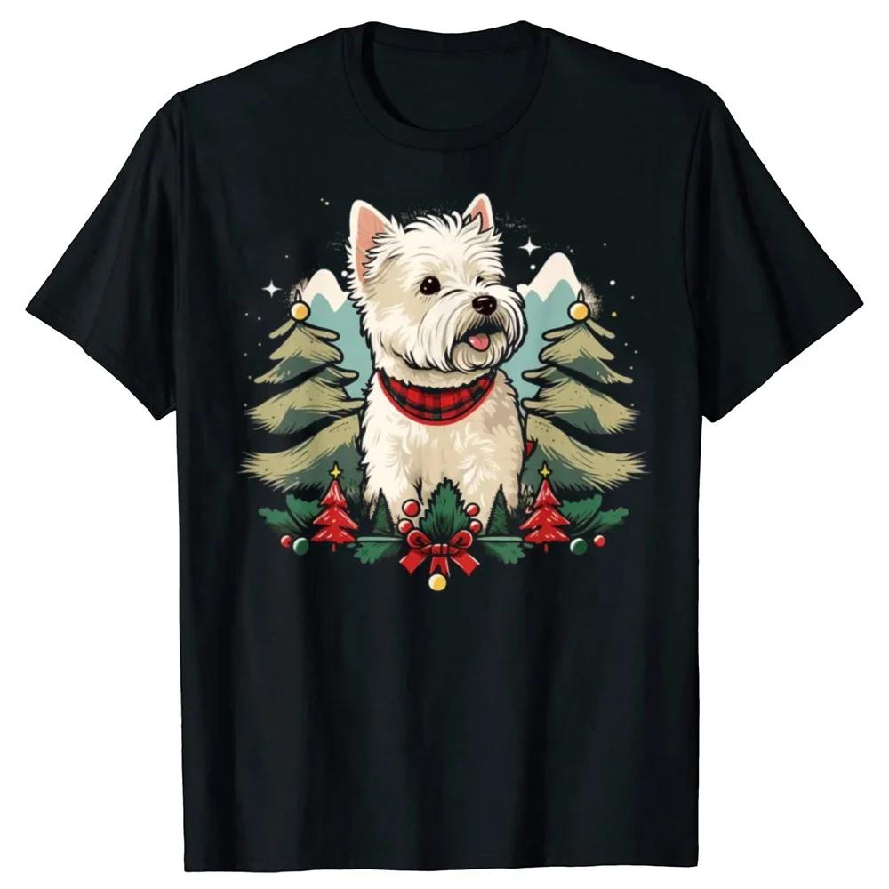 Xmas West Highland White Terrier Christmas Vintage Westie Dad Shirt for Women Dog Lover Gift Short Sleeve Streetwear TShirt Y2K
