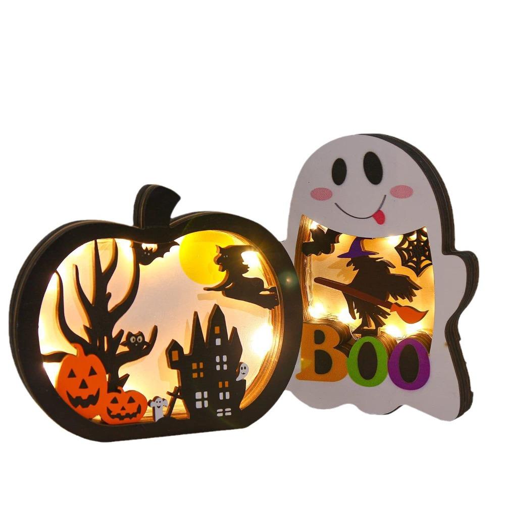 New Cute Halloween Pumpkin Lights Special Interesting Wooden Pumpkin Lantern Glowing Pumpkin Ghost Lights Party Ornaments