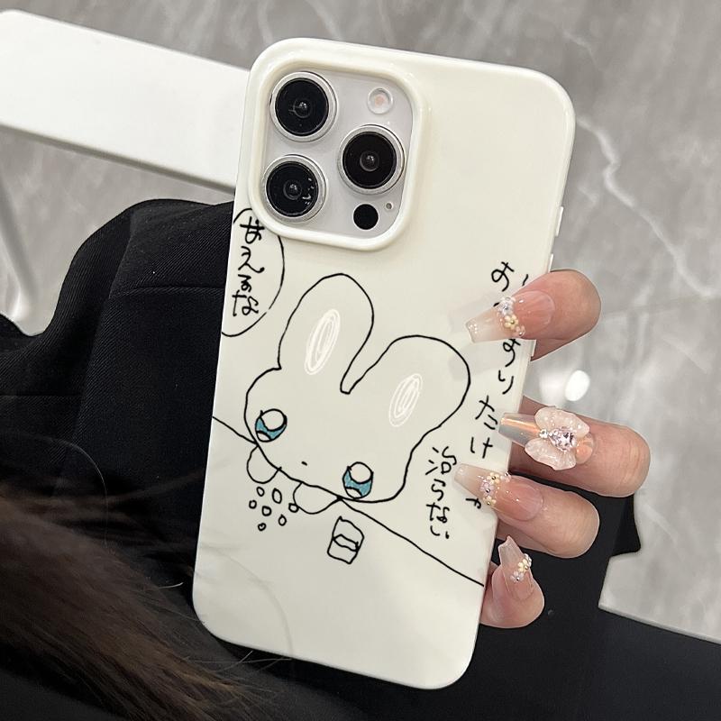 Cartoon Rabbit Pattern Protective Phone Case For iPhone 16 Pro Max 15 14 13 12 11 Pro Plus 16E Lovely Animals Shockproof Cover