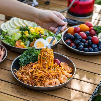 TOMSHOO Titanium Round Camping Plate Outdoor Ultralight Portable Tableware Cookware Dishwasher Safe
