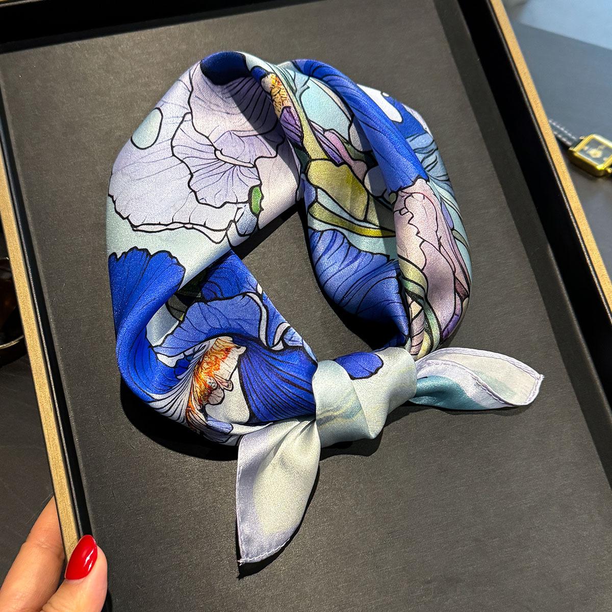 

Warm Winter Scarf for Women Luxury Floral Pashmina Shawls Thick Cashmere Blanket Chunky Stoles Lady Elegant Poncho Bufanda Real Silk 53x53cm