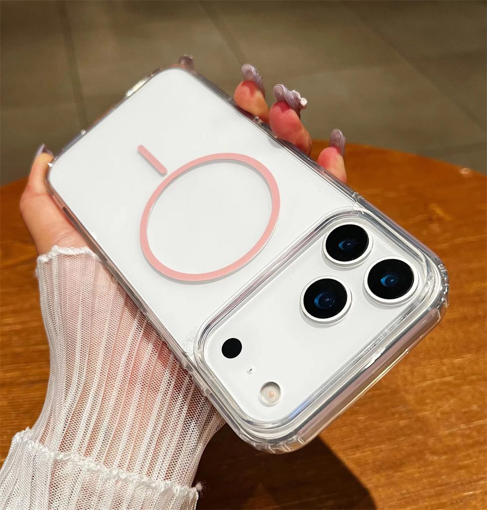UltraThin Transparent Phone Case For iPhone 17 13 12 11 16 Pro Max 14 15 Plus 17 Air For Magsafe  Magnetic Charger Protect Cover