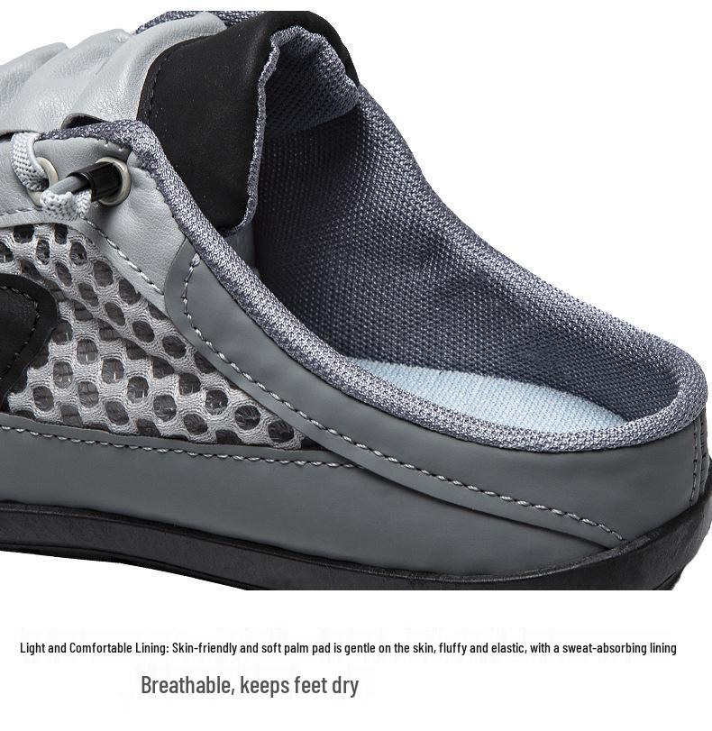 Heren Plus Size Mesh Instap Half-Slippers, Ademende Luie Schoenen, Zomer 2025