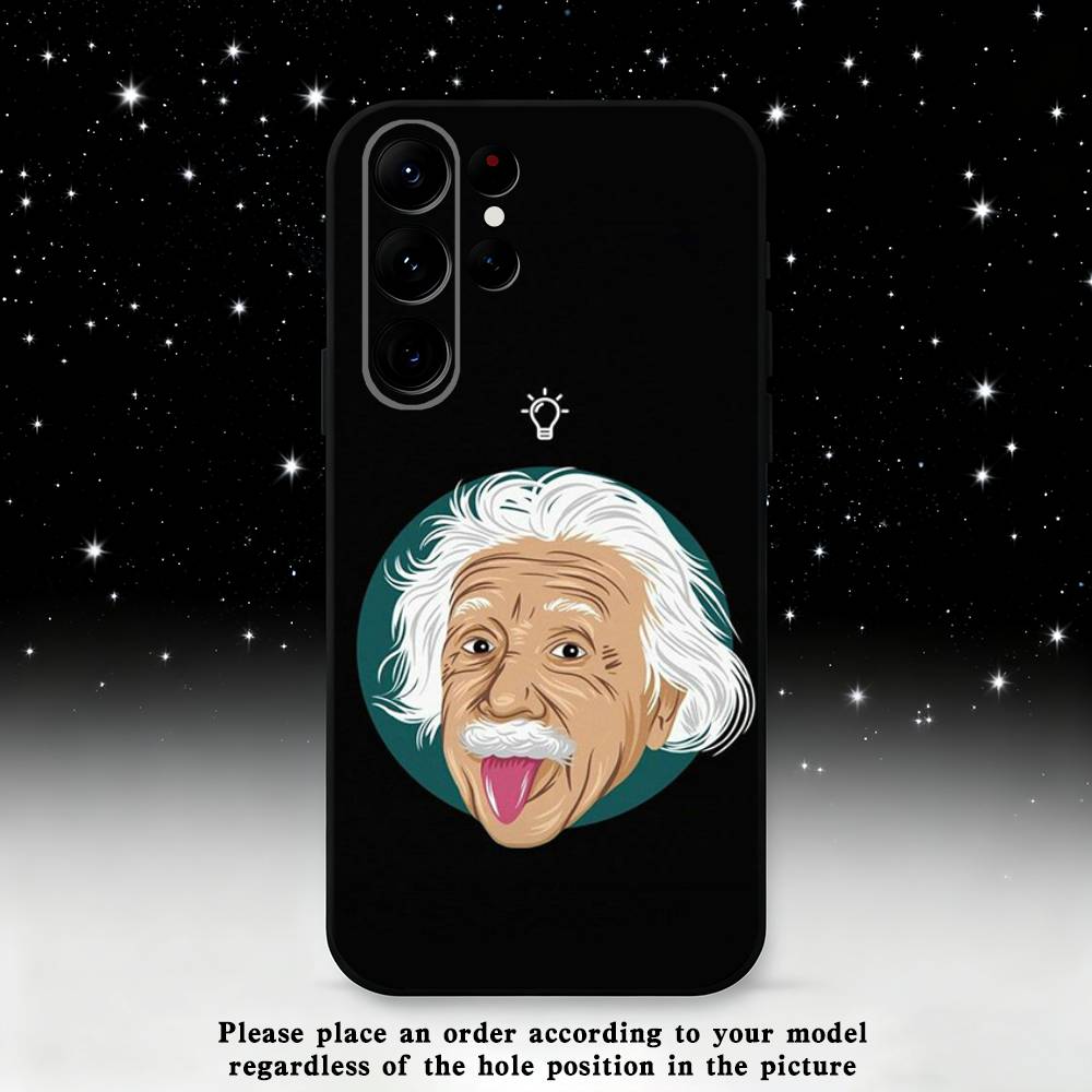 A-Albert E-Einstein Phone Case For Samsung S25,S24 Ultra,S20,S30 plus,S22 plus,S23,S30 Ultra 5G Silicone Black Shell