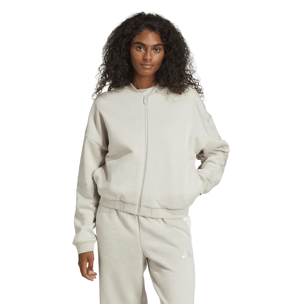 Adidas Essentials Bomber KVC35 Wonder Alumina Size Small Women's SL+ Fleece-Lined Jacket, (JD9972),