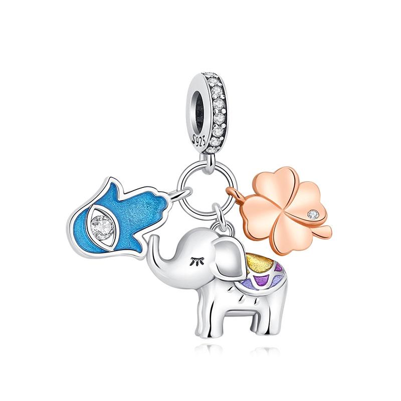 Original 925 Sterling copper Charm Bead Family Tree Mom Pendant Safety Chain Charms Rose Gold Fit Brand Bracelets DIY Zircon