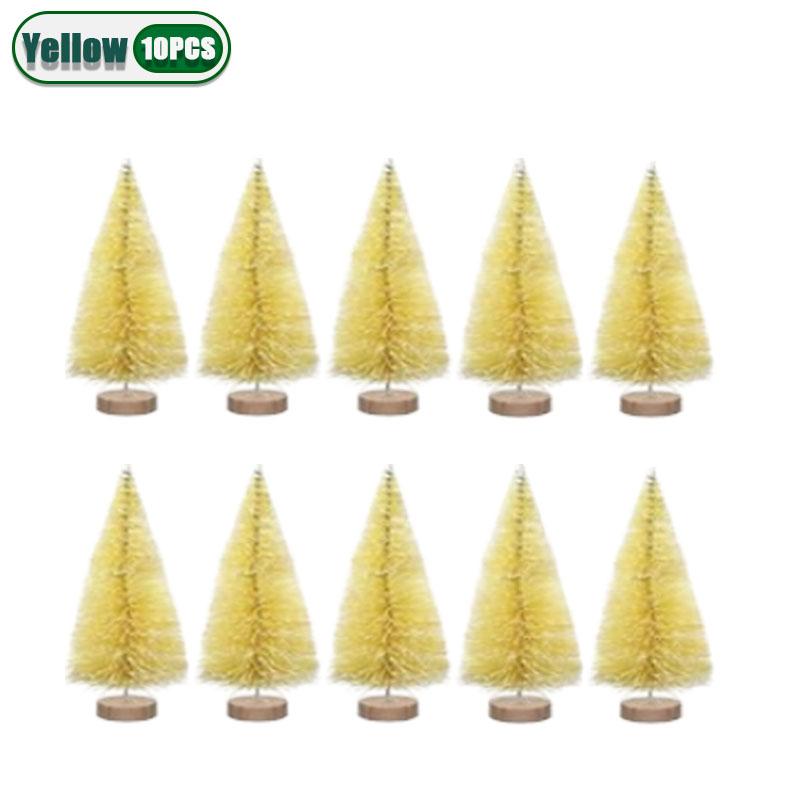 10-100PCS Mini Christmas Bottle Brush Trees Village Ornaments Plastic Trees with Wooden Base Miniature Xmas Tree Decorations Set