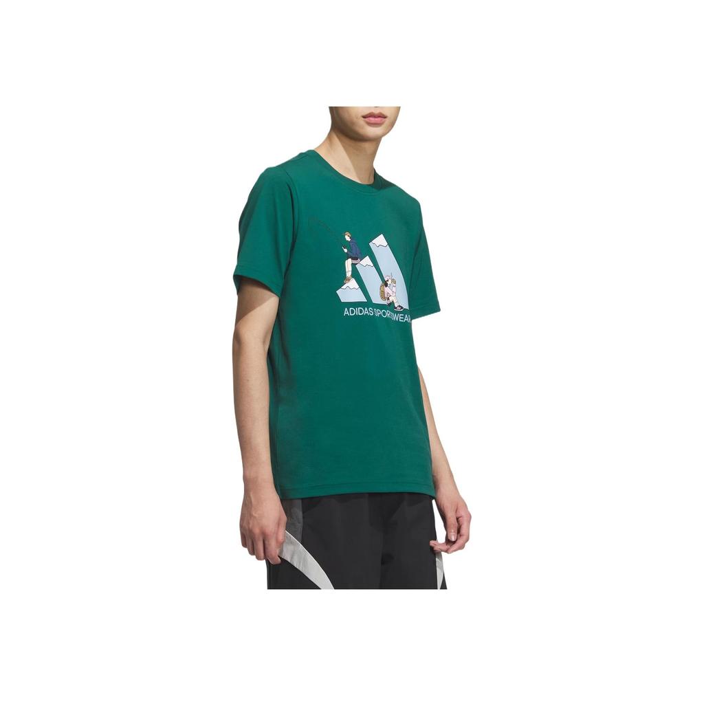 Adidas Graphic Short Sleeve T-Shirt Unisex Tops Forest-Green KB7750