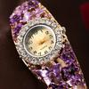 Yousheng Women Watch Shiny Rhonestone Flower Butterfly Decor Hollow Out Color Matching Stainless Metal Decorative Quartz Movement Round Dial Wrist