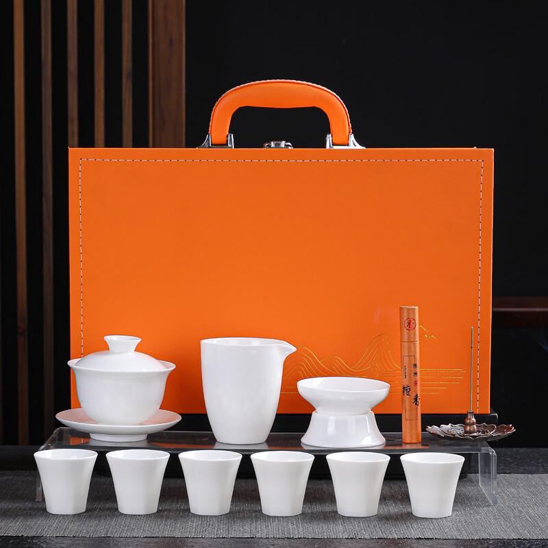 Shixun Mutton Fat Jade White Porcelain Gaiwan Tea Set