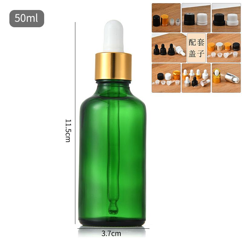 5-100ml Green Glass Essential Oil Bottle, Light-Resistant Refillable Dropper, Empty Serum Blending Container
