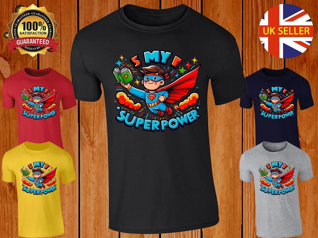 My Superpower Lover World Day Mens Reading T-shirt Colorful Fancy Dress Cosplay