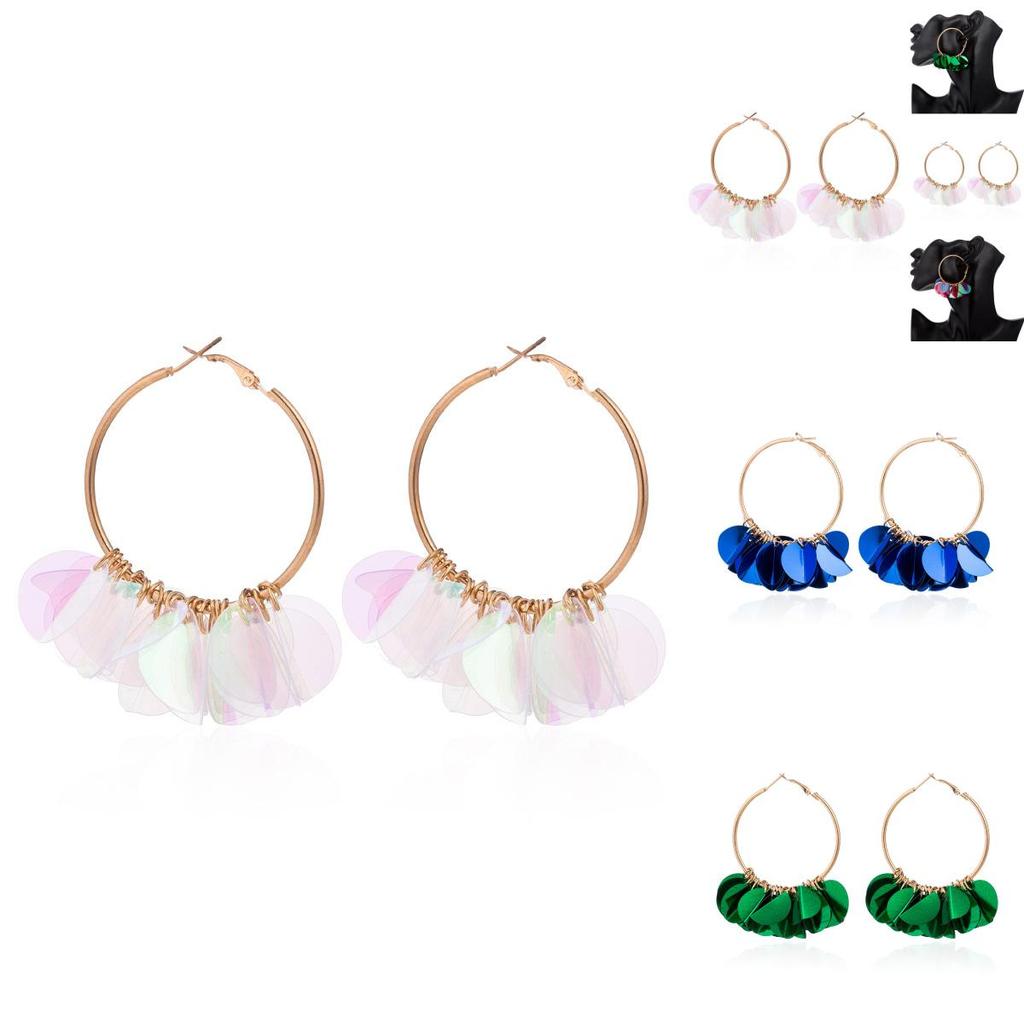 Stylish Alloy Flower Earrings With Glittering Sequins For Modern Fashion